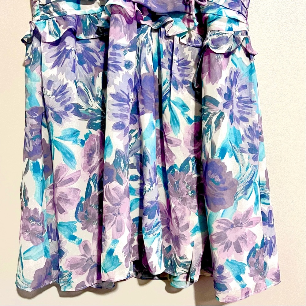 NWT For Love & Lemons Shelly Floral Lilac Ruffled Mini Puff Sleeve DressMSRP$236 - Picture 10 of 16